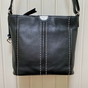 Brighton Pretty Tough "Roxi" Shoulder / Crossbody Black leather bag purse